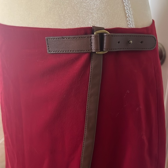 Red wool lined wrap skirt Lauren Ralph Lauren Sz 8 - Picture 2 of 3